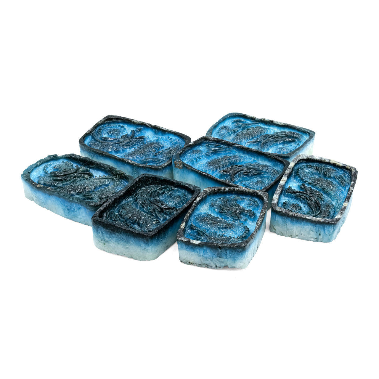 Starborn Carved Rectangle Shaped Blue Ice Glacierite Dragon Carving 34-35 mm - 1 piece