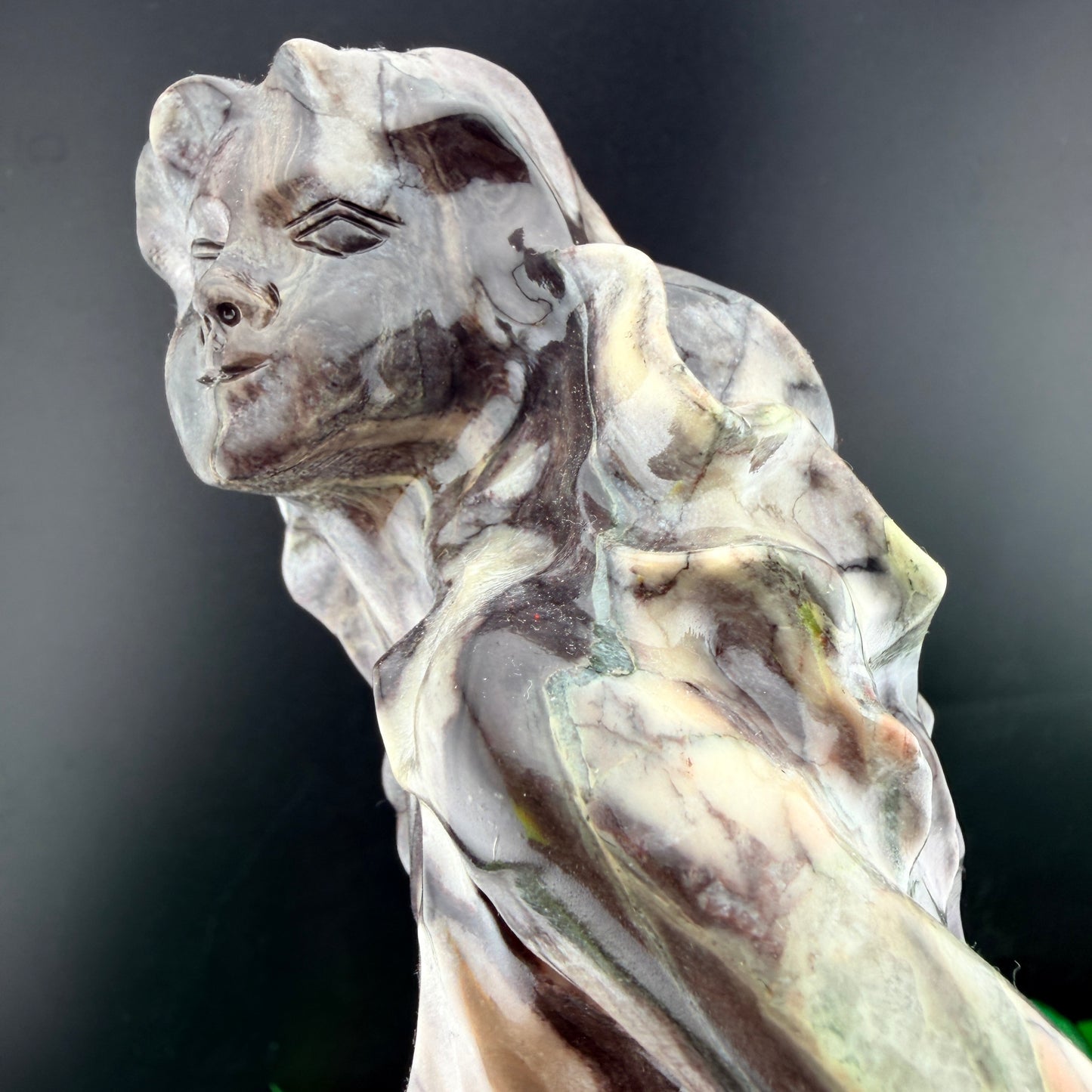 XL Jasper Stone Mermaid Carving