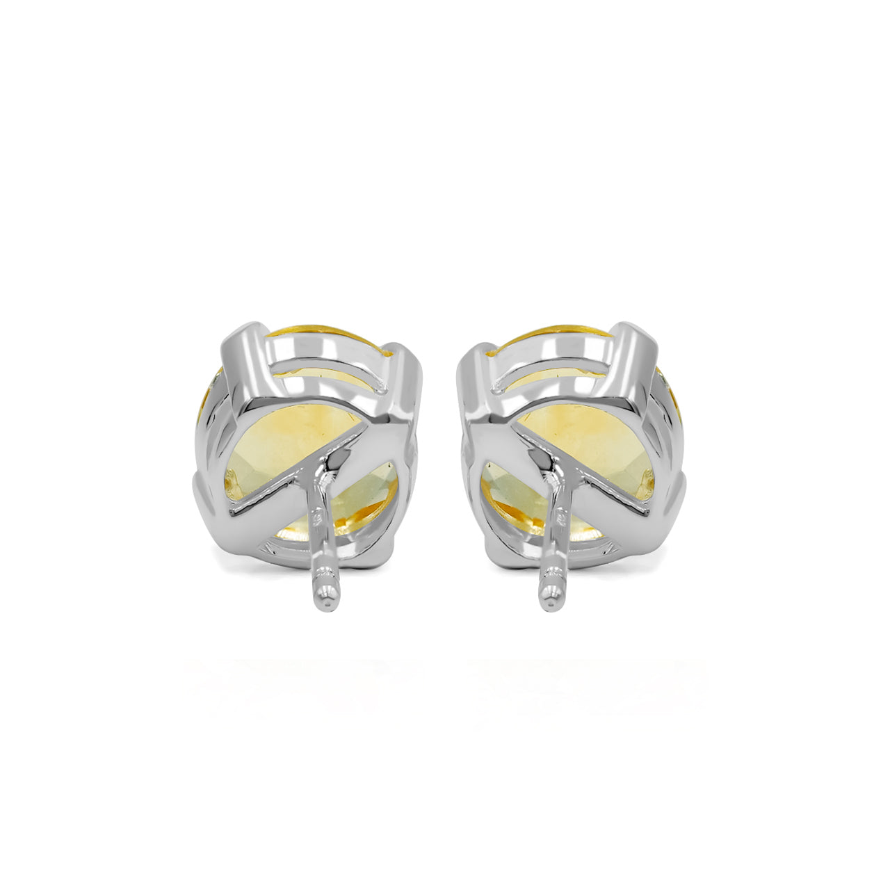 Starborn Citrine Faceted Round Post Earrings in Sterling Silver
