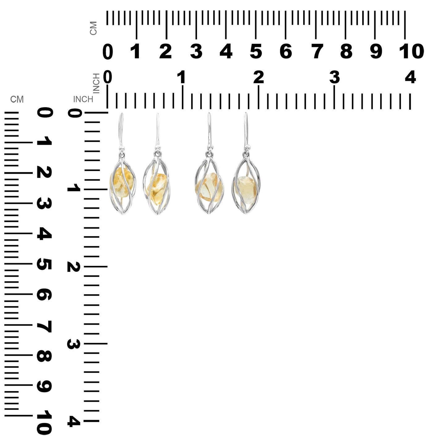 Starborn Citrine Spiral Caged Dangle Earring in Sterling Silver