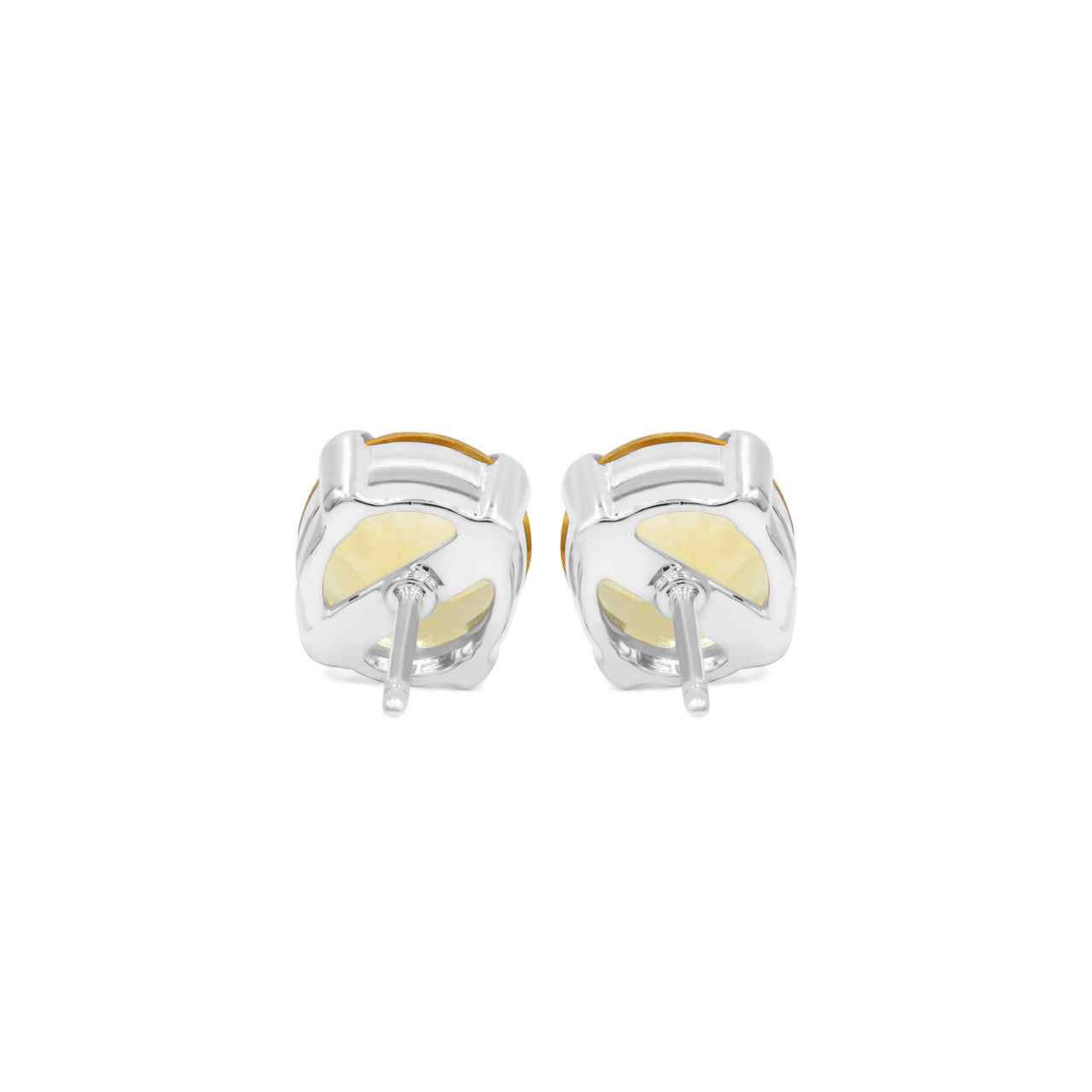 Starborn Citrine Faceted Round Post Earrings in Sterling Silver