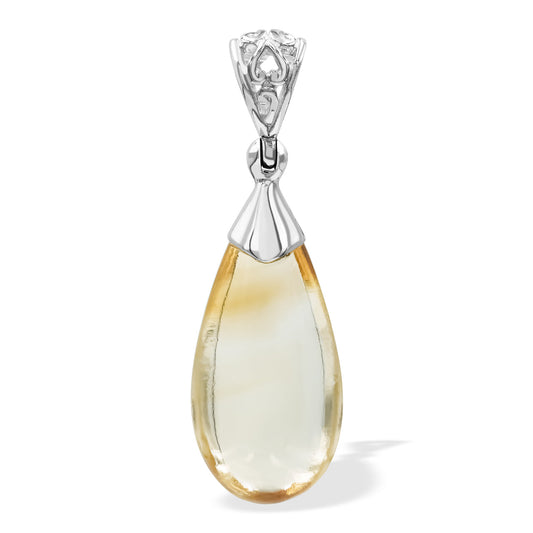 Starborn Citrine Teardrop Pendant in Sterling Silver