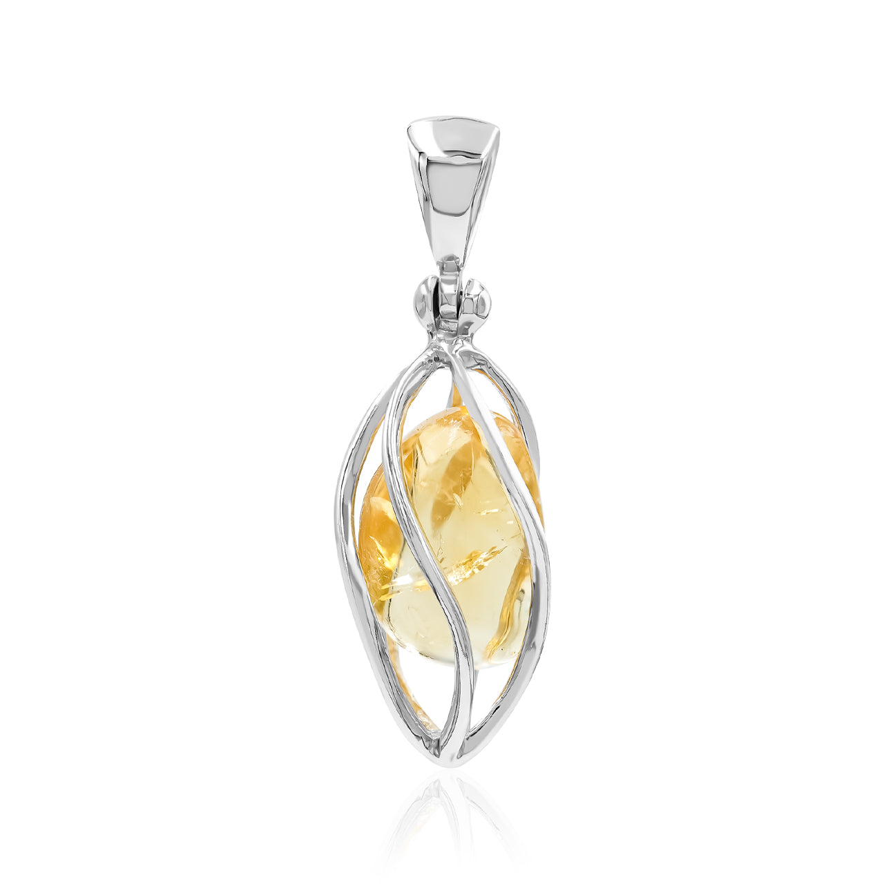Starborn Citrine Spiral Caged Pendant in Sterling Silver