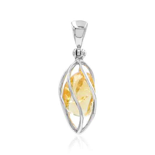 Starborn Citrine Spiral Caged Pendant in Sterling Silver