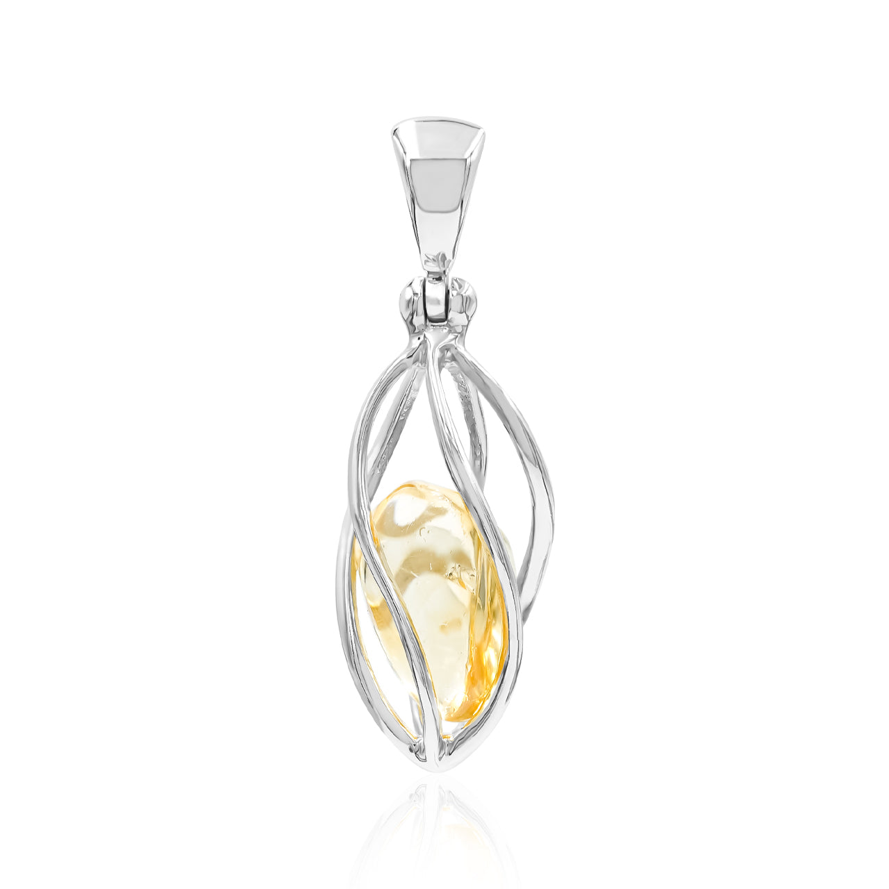 Starborn Citrine Spiral Caged Pendant in Sterling Silver