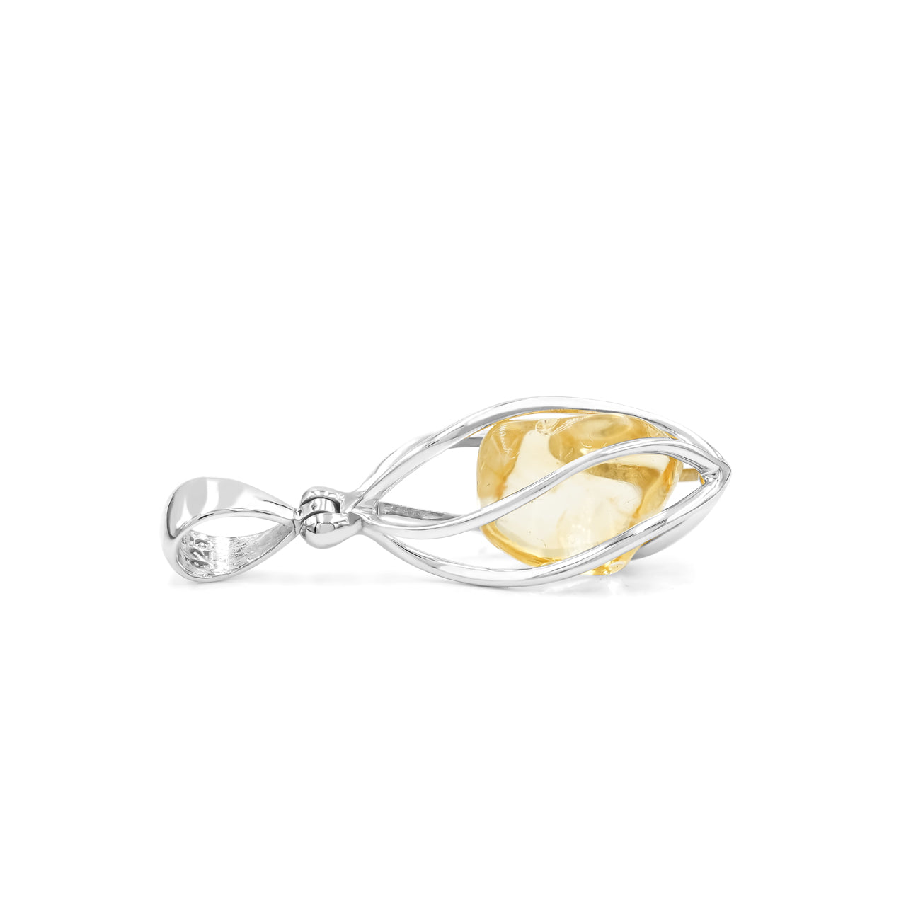 Starborn Citrine Spiral Caged Pendant in Sterling Silver