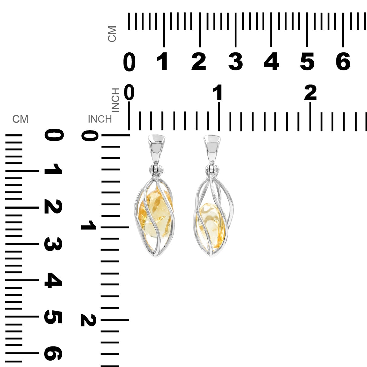 Starborn Citrine Spiral Caged Pendant in Sterling Silver