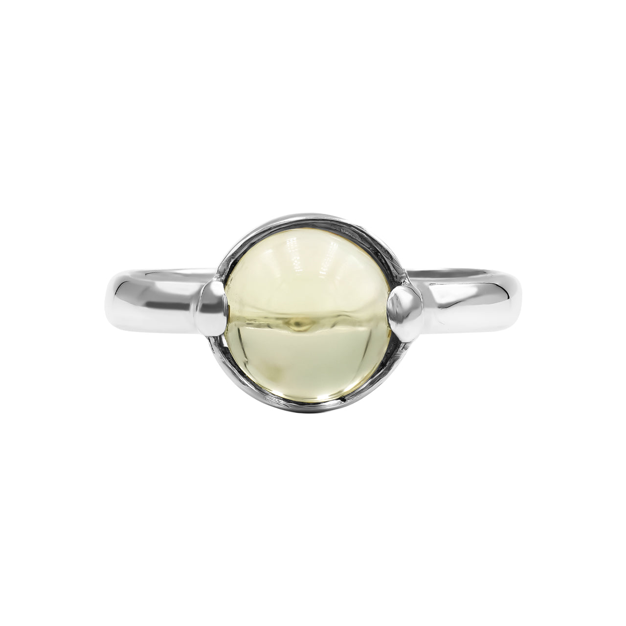 Starborn Citrine Sphere Ring with Silver Band in Sterling Silver