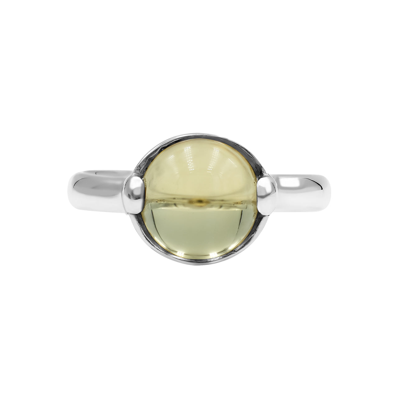 Starborn Citrine Sphere Ring with Silver Band in Sterling Silver