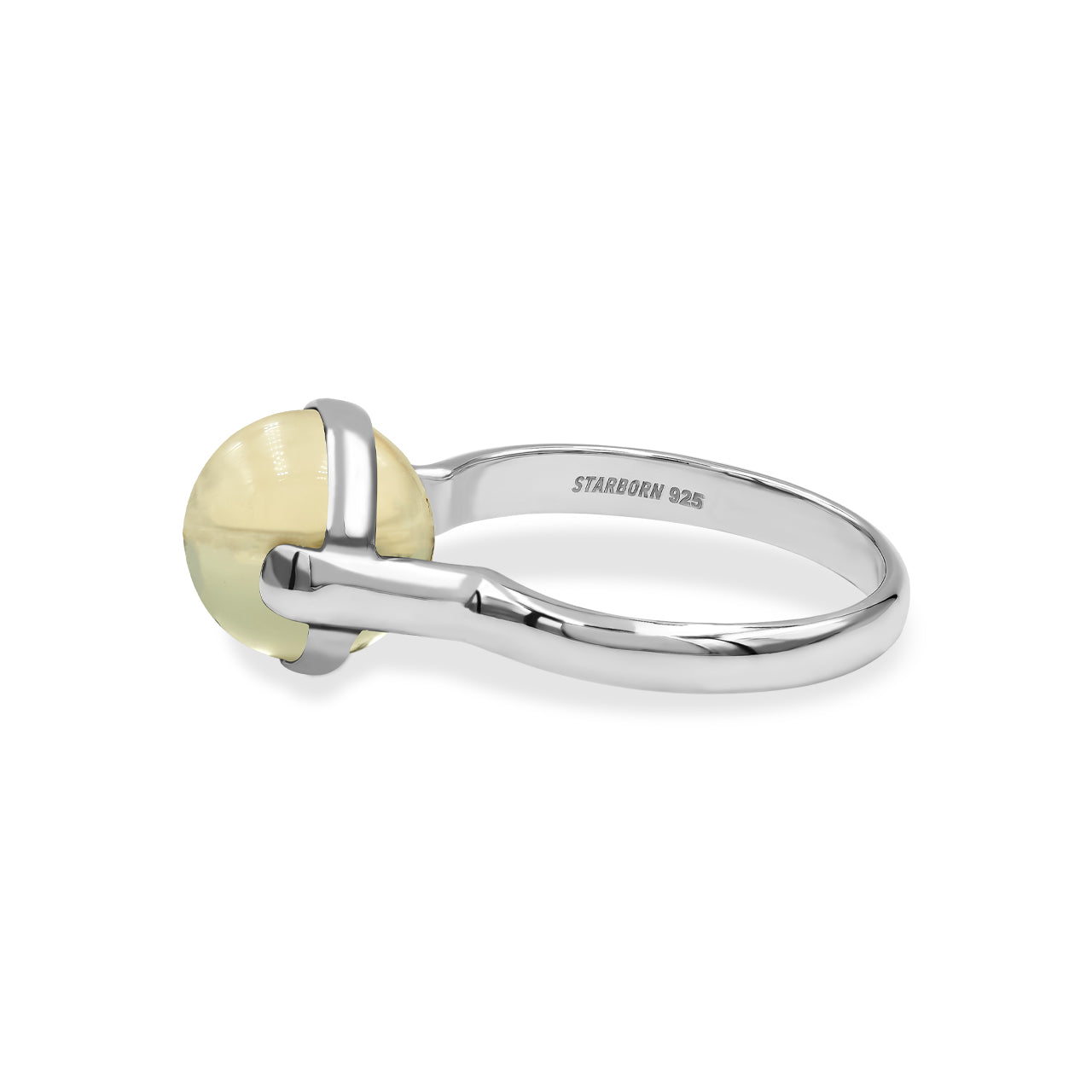Starborn Citrine Sphere Ring with Silver Band in Sterling Silver