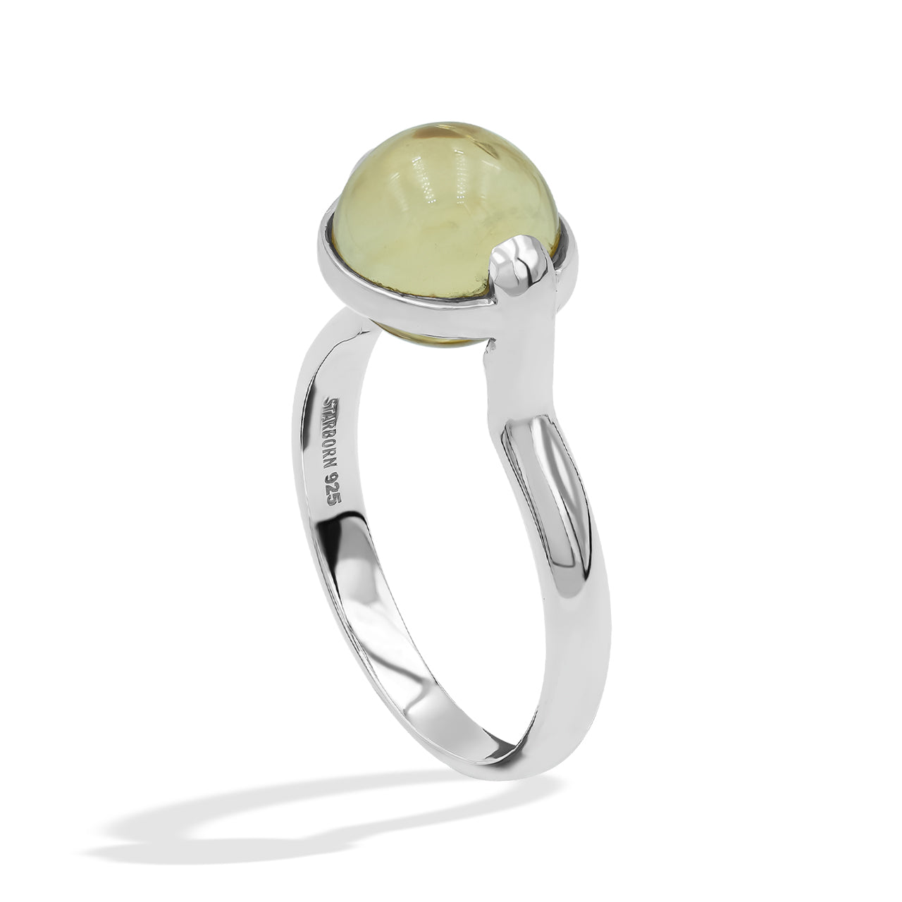 Starborn Citrine Sphere Ring with Silver Band in Sterling Silver