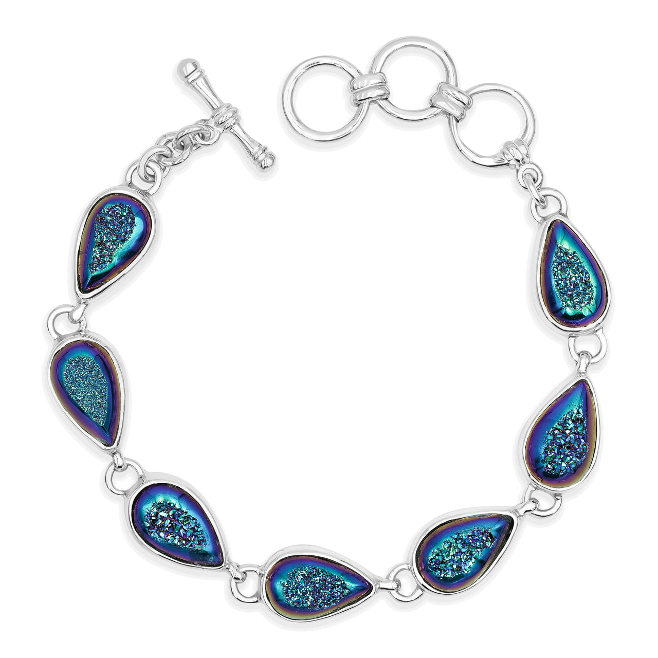 Starborn Rainbow Titanium Quartz Drusy Bracelet in Sterling Silver