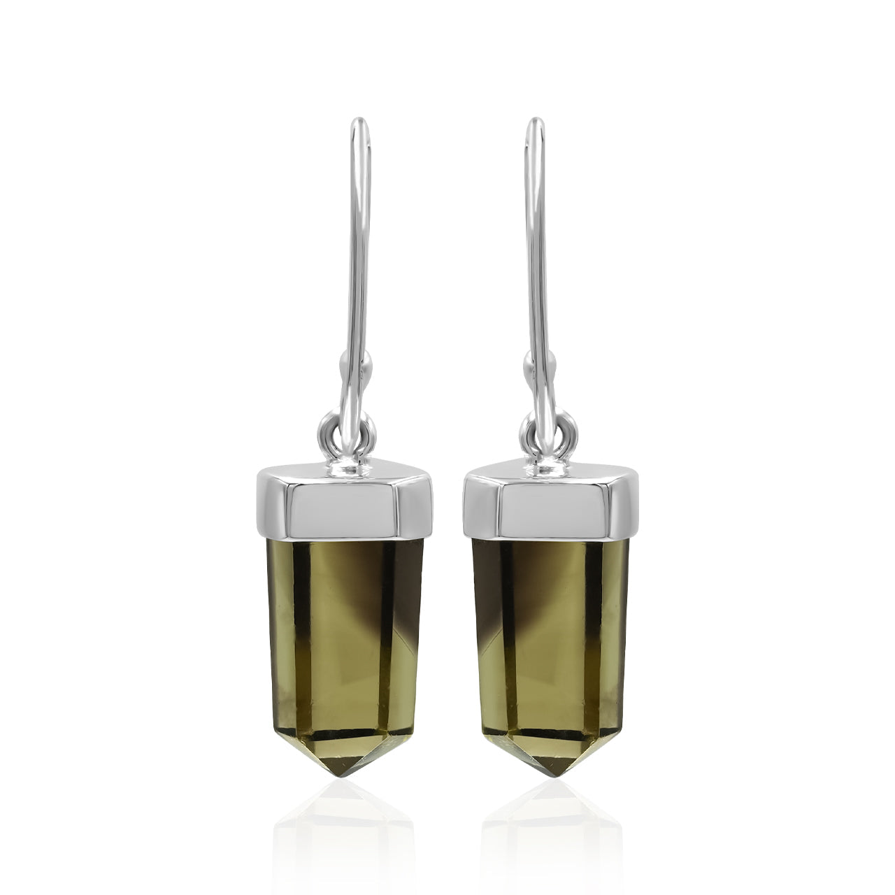Starborn Phantom Gold Citrine Crystal Dangle Earrings in Sterling Silver - Small