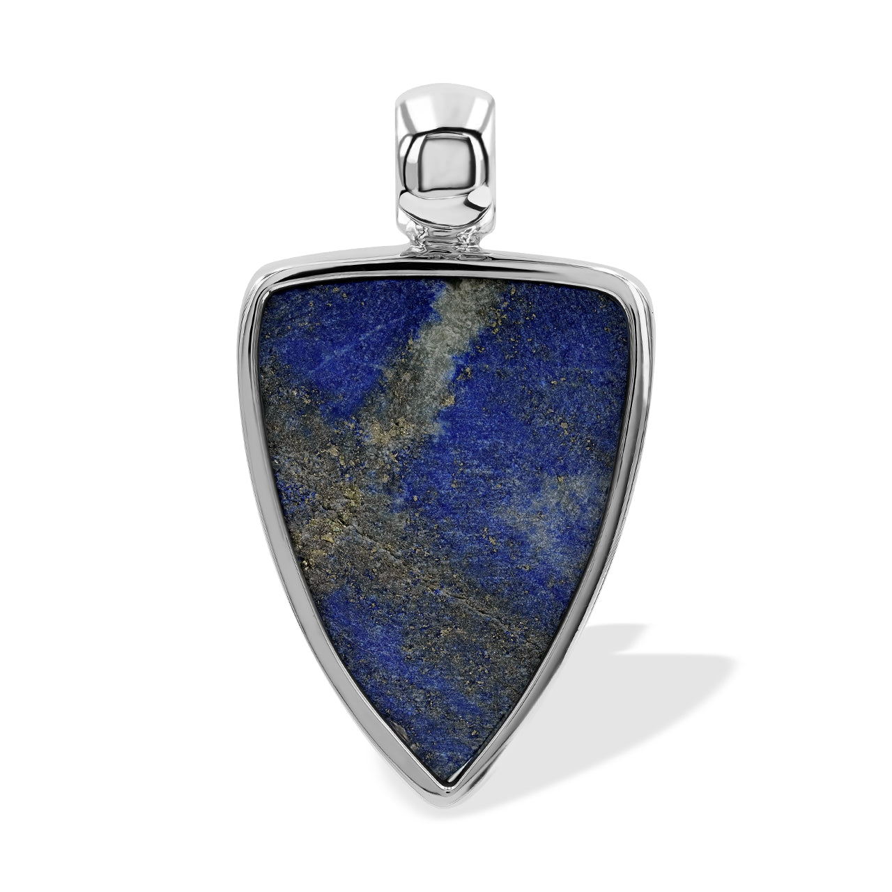 Starborn Handcarved Lapis Lazuli  Dragon Shield Pendant in Sterling Silver