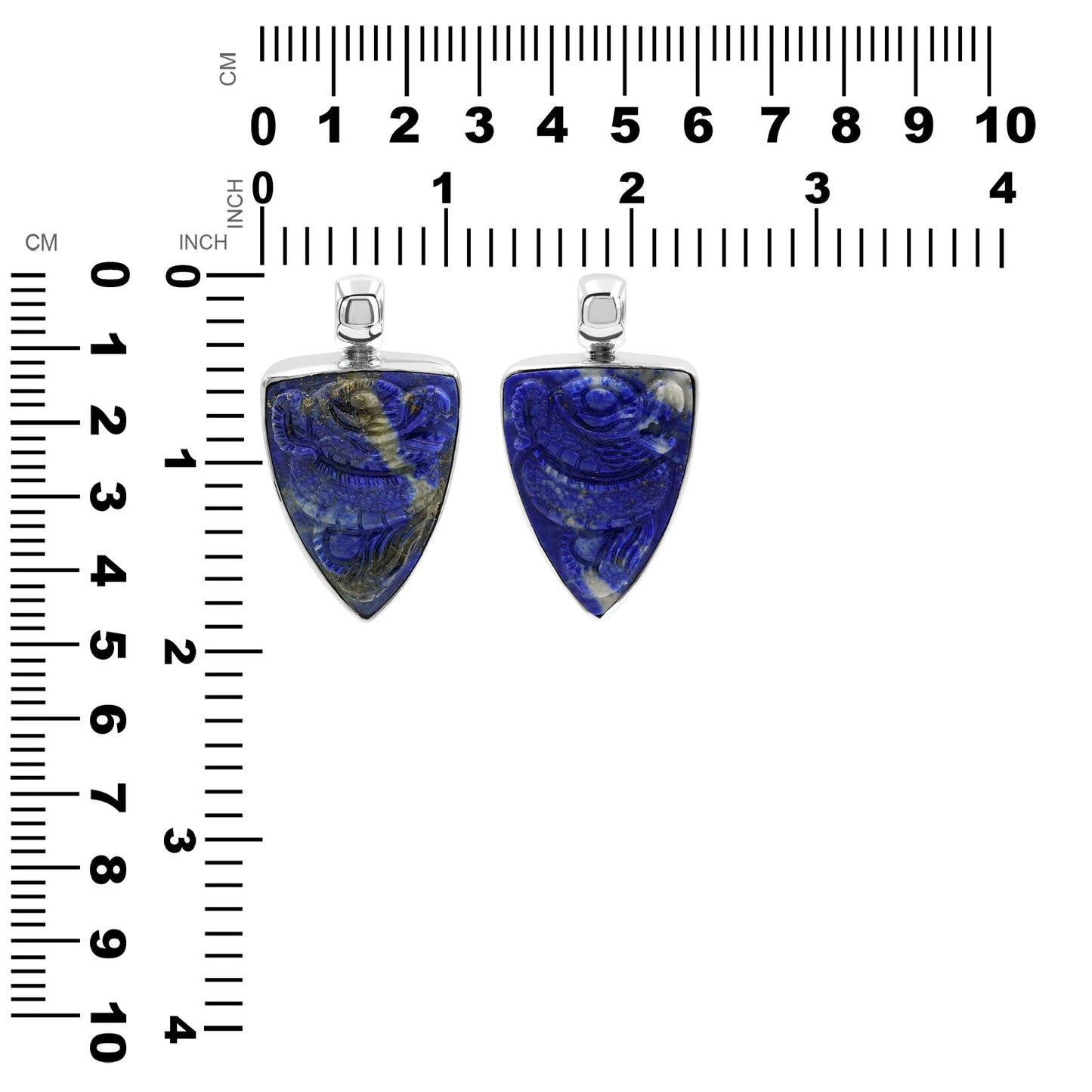 Starborn Handcarved Lapis Lazuli  Dragon Shield Pendant in Sterling Silver