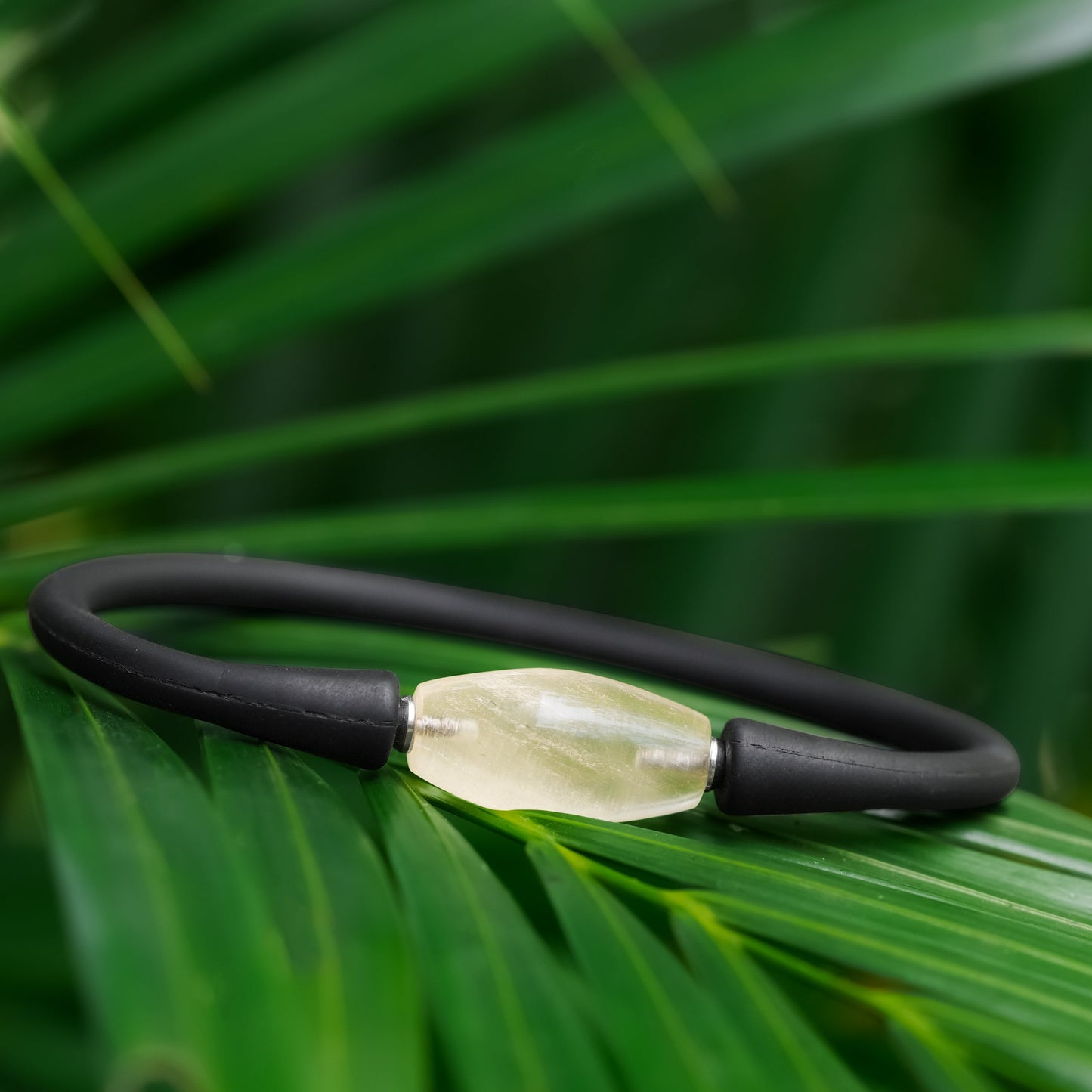 Starborn Libyan Desert Tektite Drum Bead on Silicone Bracelet