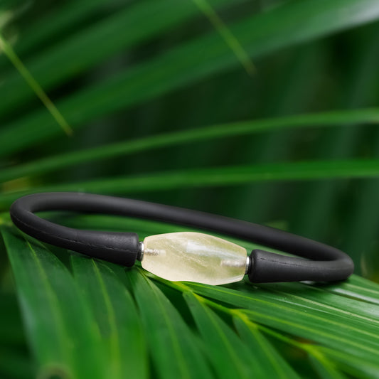 Starborn Libyan Desert Tektite Drum Bead on Silicone Bracelet