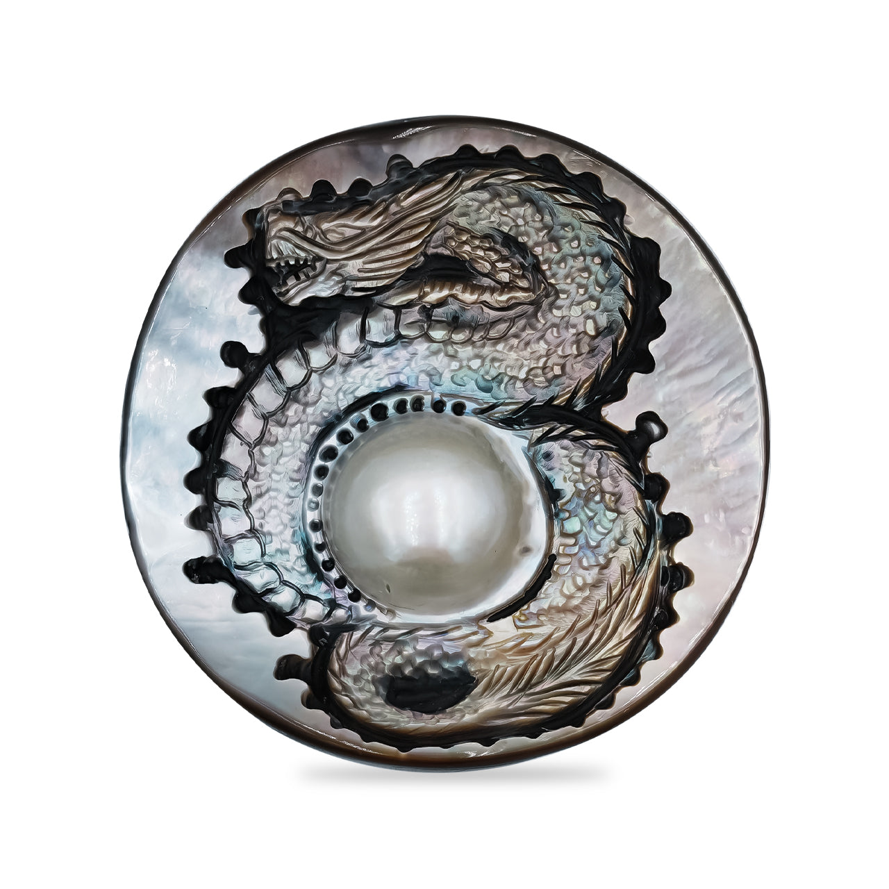 Starborn Hand Carved Mabe Pearl Dragon Carving - 1 piece