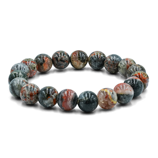 Starborn 10 mm Magma Chalcedony Beaded Elastic Bracelet