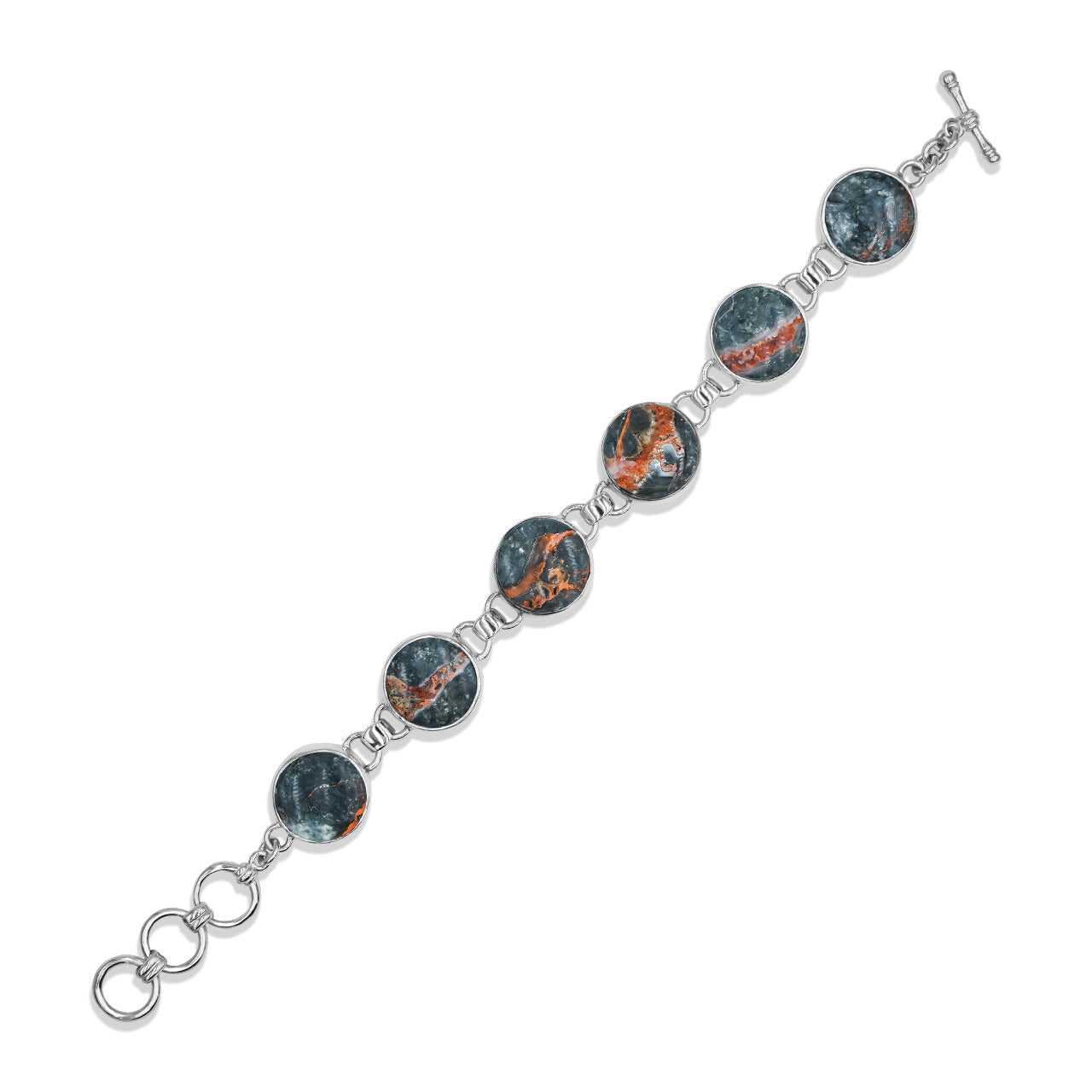 Starborn Round 16 mm Magma Chalcedony Bracelet in Sterling Silver