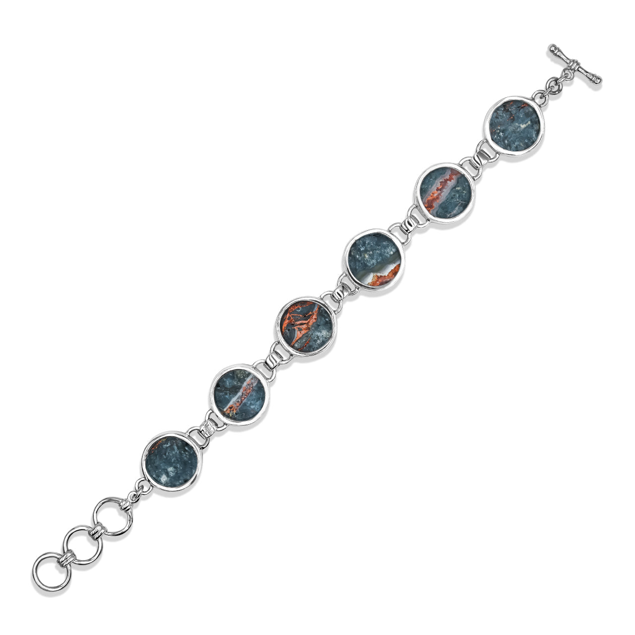 Starborn Round 16 mm Magma Chalcedony Bracelet in Sterling Silver