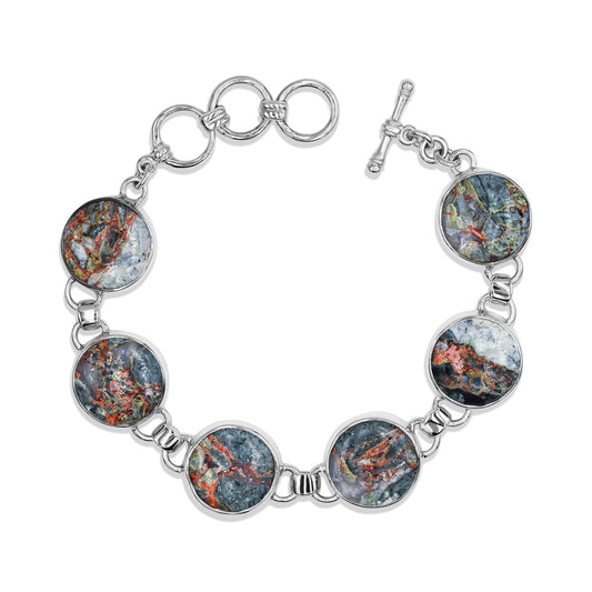Starborn Round 16 mm Magma Chalcedony Bracelet in Sterling Silver