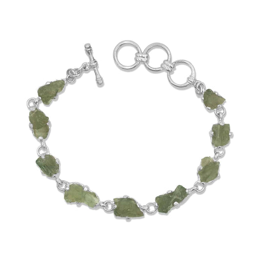 Starborn Genuine Rough Prong Set Moldavite in Sterling Silver