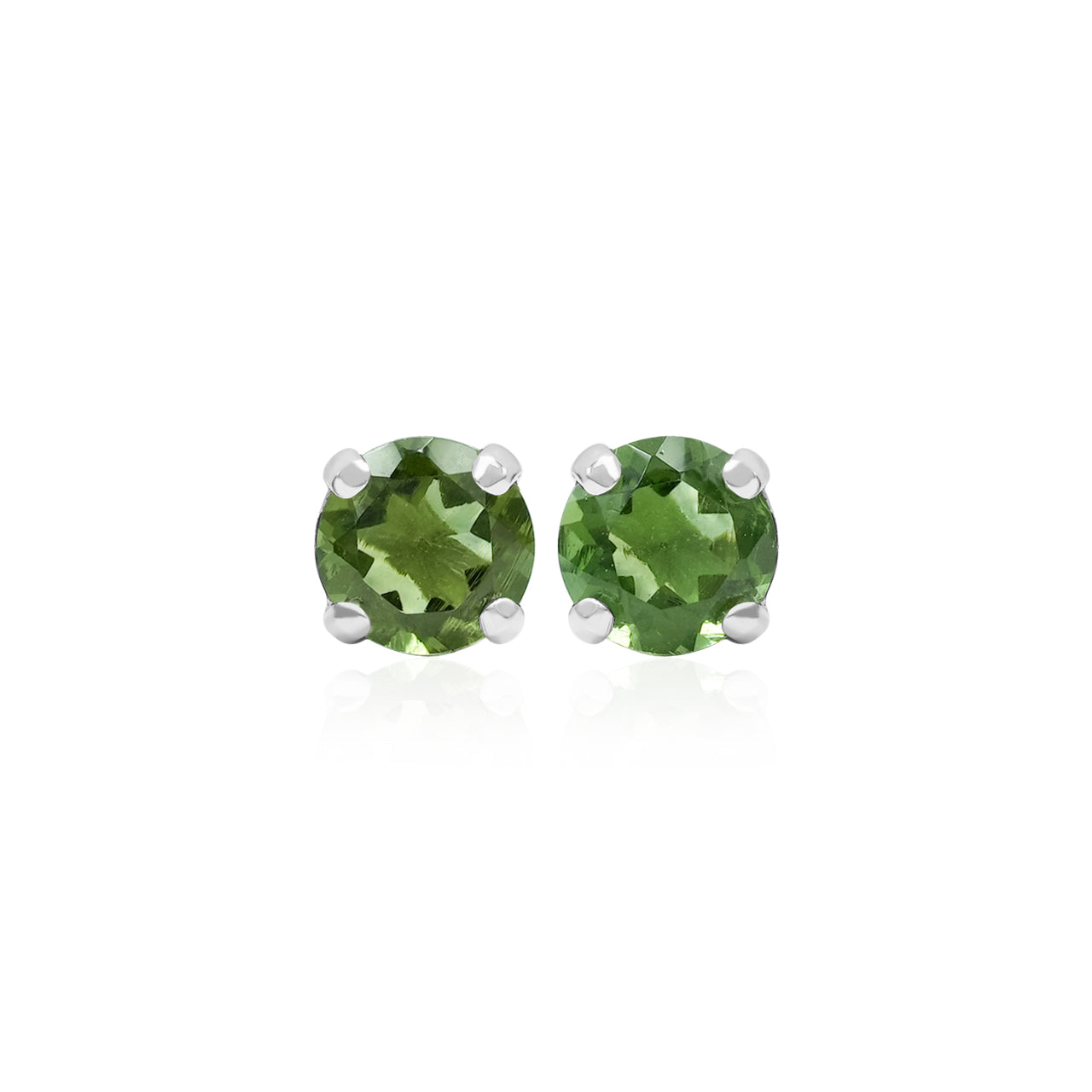Starborn Faceted Moldavite Prong Style Post Earrings in Sterling Silver