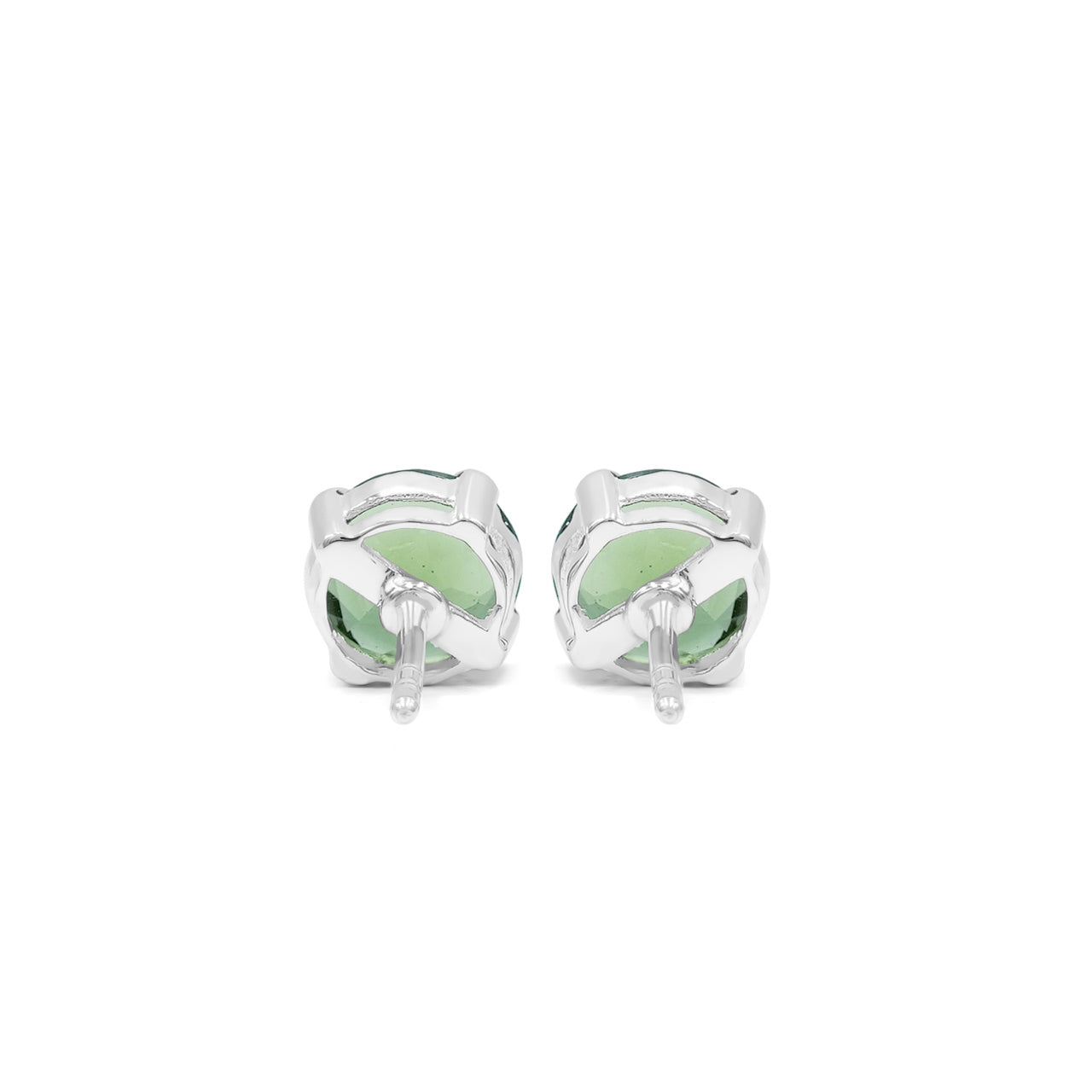 Starborn Faceted Moldavite Prong Style Post Earrings in Sterling Silver