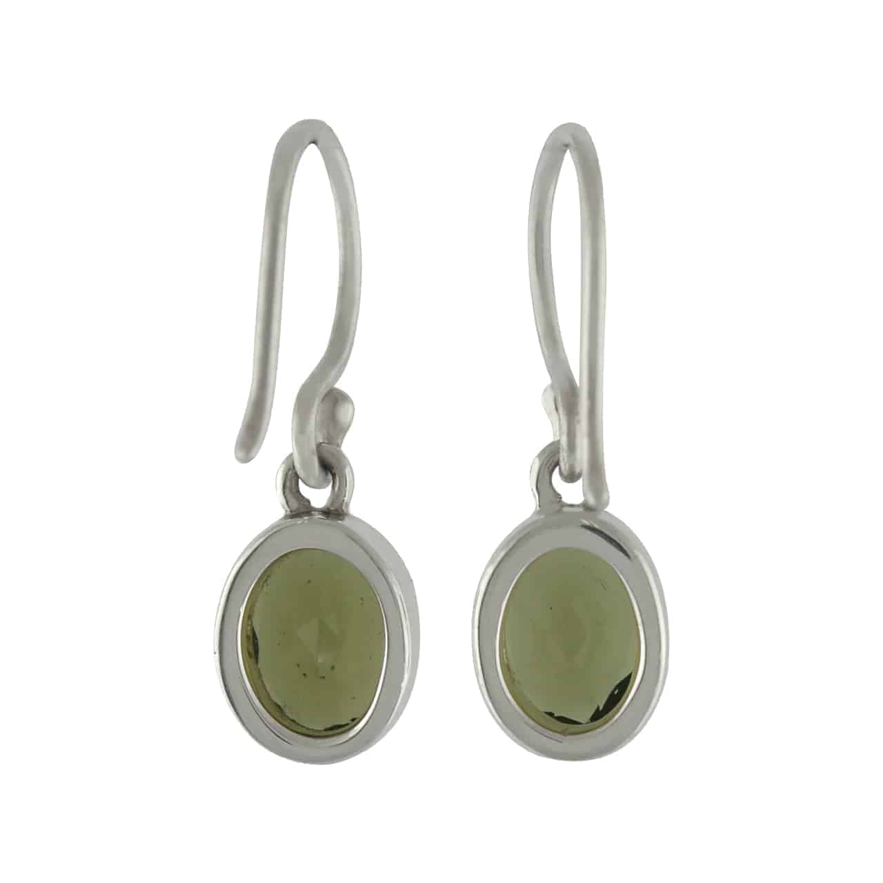 Starborn Faceted Oval Moldavite Earrings in Sterling Silver