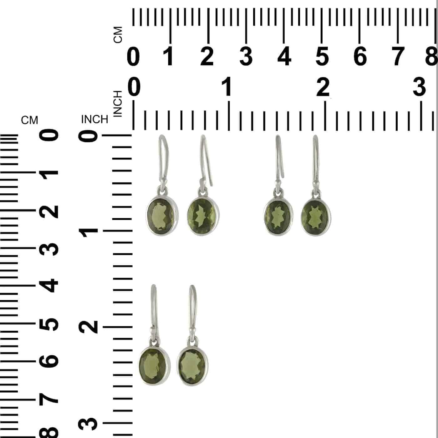 Starborn Faceted Oval Moldavite Earrings in Sterling Silver