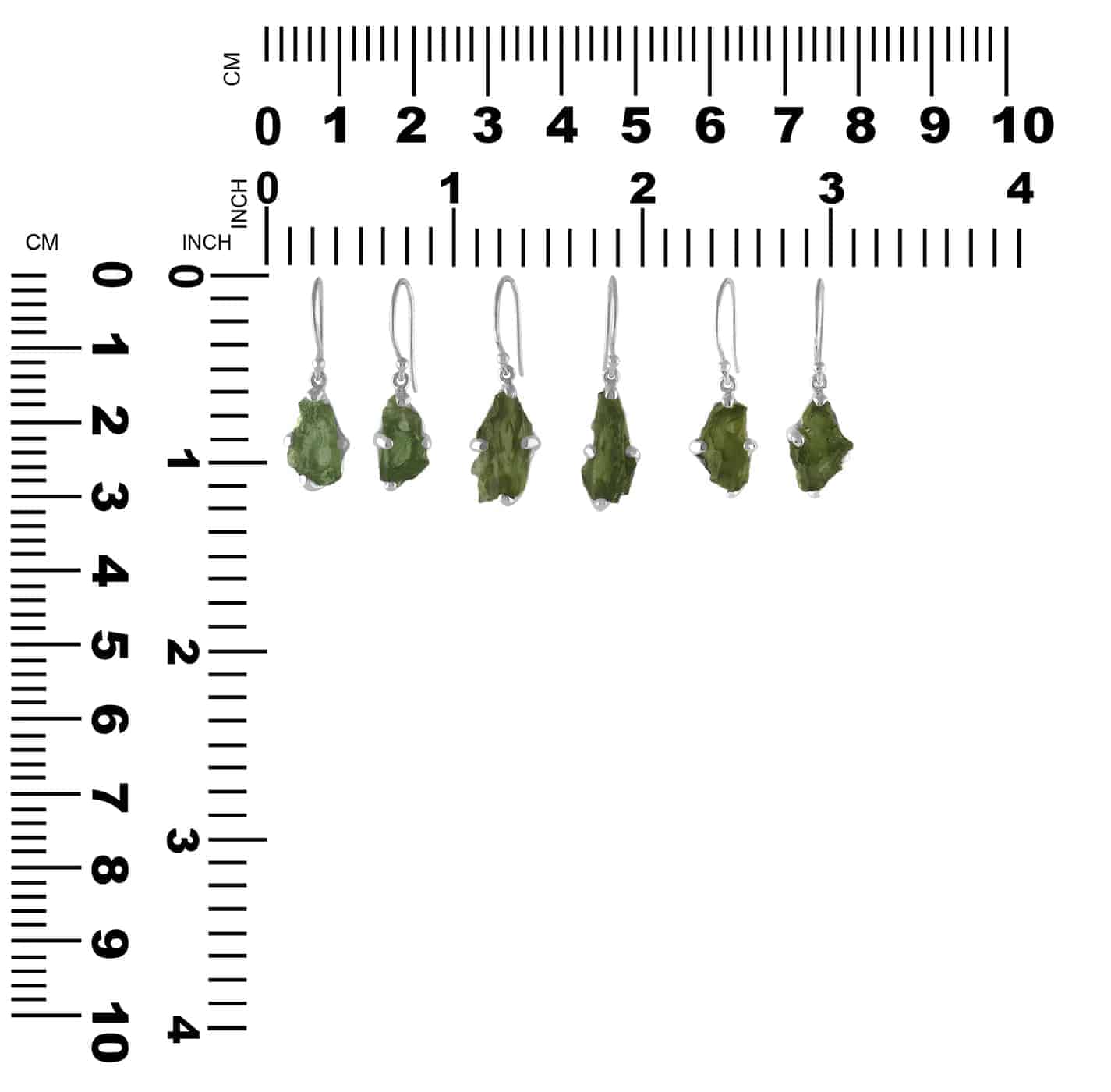 Starborn Rough Moldavite Dangle Earrings in Sterling Silver