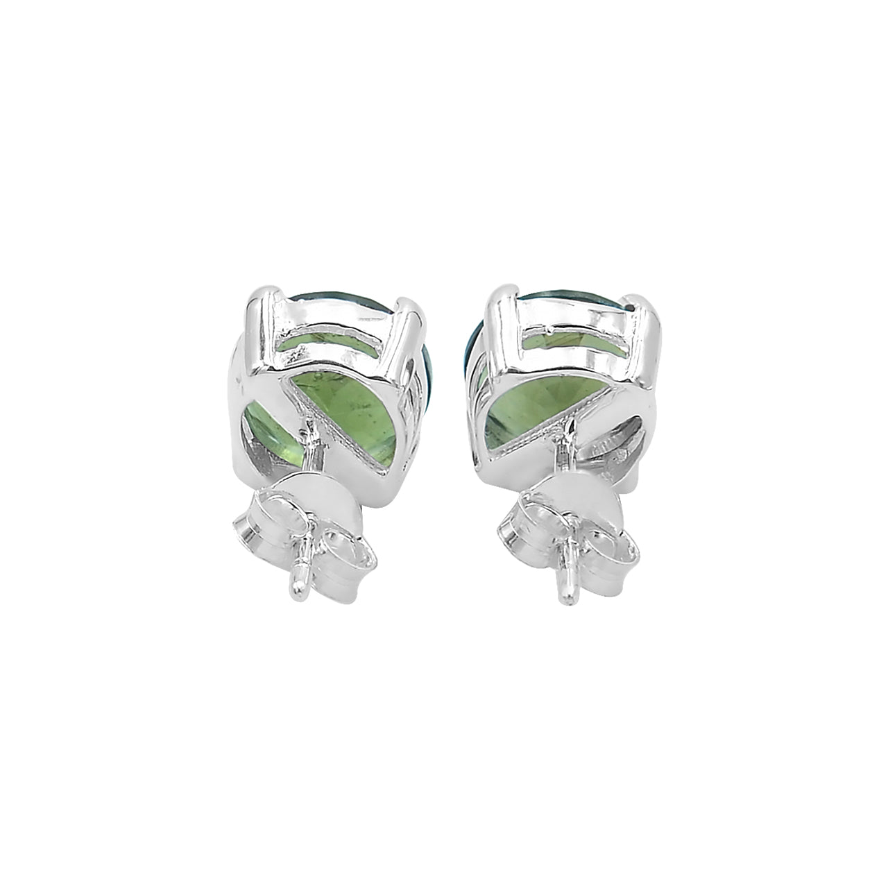 Starborn Faceted Moldavite Prong Style Post Earrings in Sterling Silver