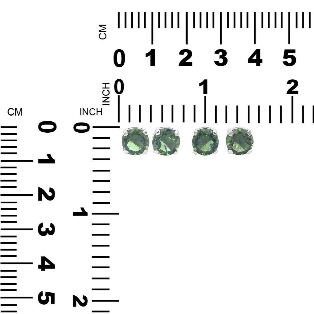 Starborn Faceted Moldavite Prong Style Post Earrings in Sterling Silver