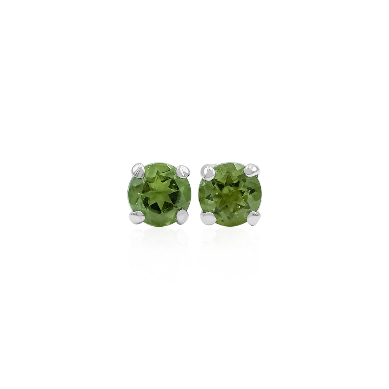 Starborn Faceted Moldavite Prong Style Post Earrings in Sterling Silver