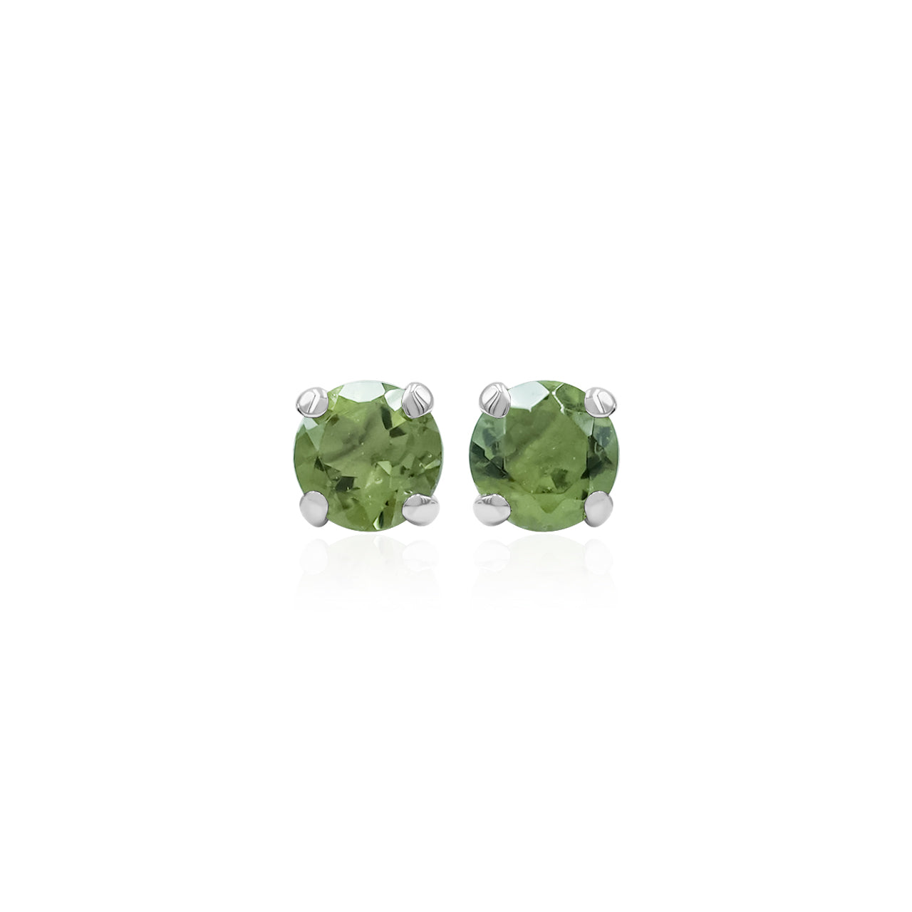Starborn Faceted Moldavite Prong Style Post Earrings in Sterling Silver