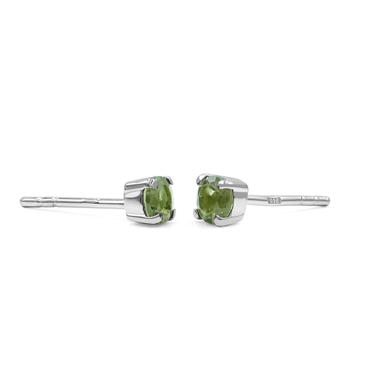 Starborn Faceted Moldavite Prong Style Post Earrings in Sterling Silver