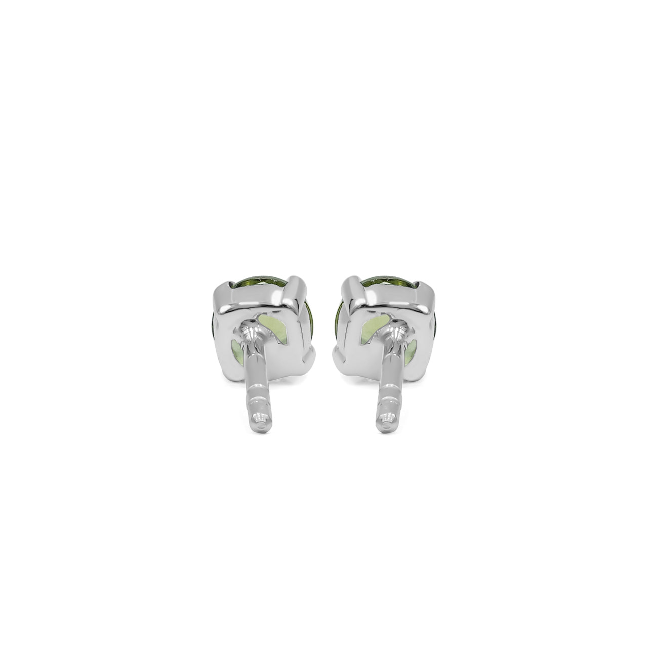 Starborn Faceted Moldavite Prong Style Post Earrings in Sterling Silver