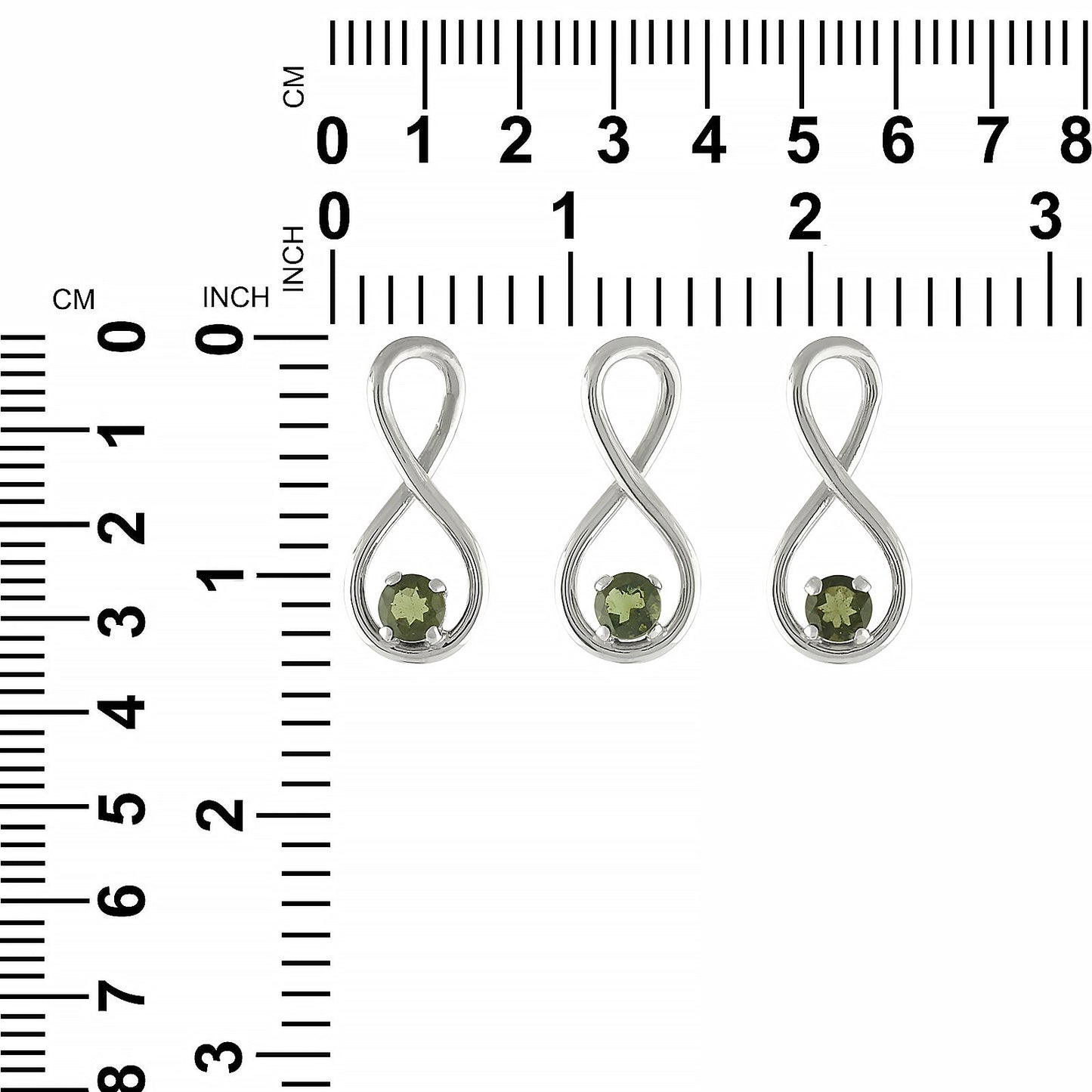 Starborn Faceted Moldavite Infinity Pendant in Sterling Silver