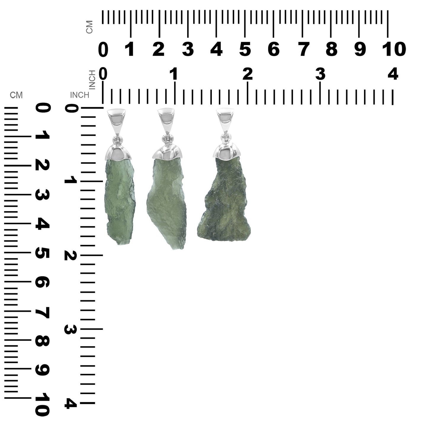 Starborn Rough Moldavite Cap Set Chop Pendant in Sterling Silver