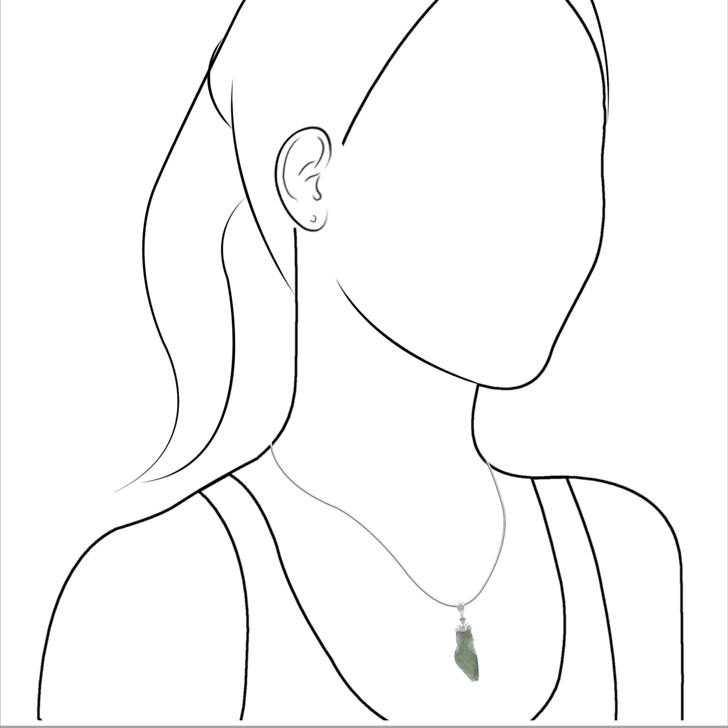 Starborn Rough Moldavite Cap Set Chop Pendant in Sterling Silver