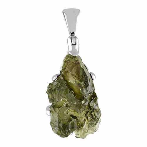 Starborn Natural Rough Moldavite Prong Set Pendant in Sterling Silver (12-15ct)