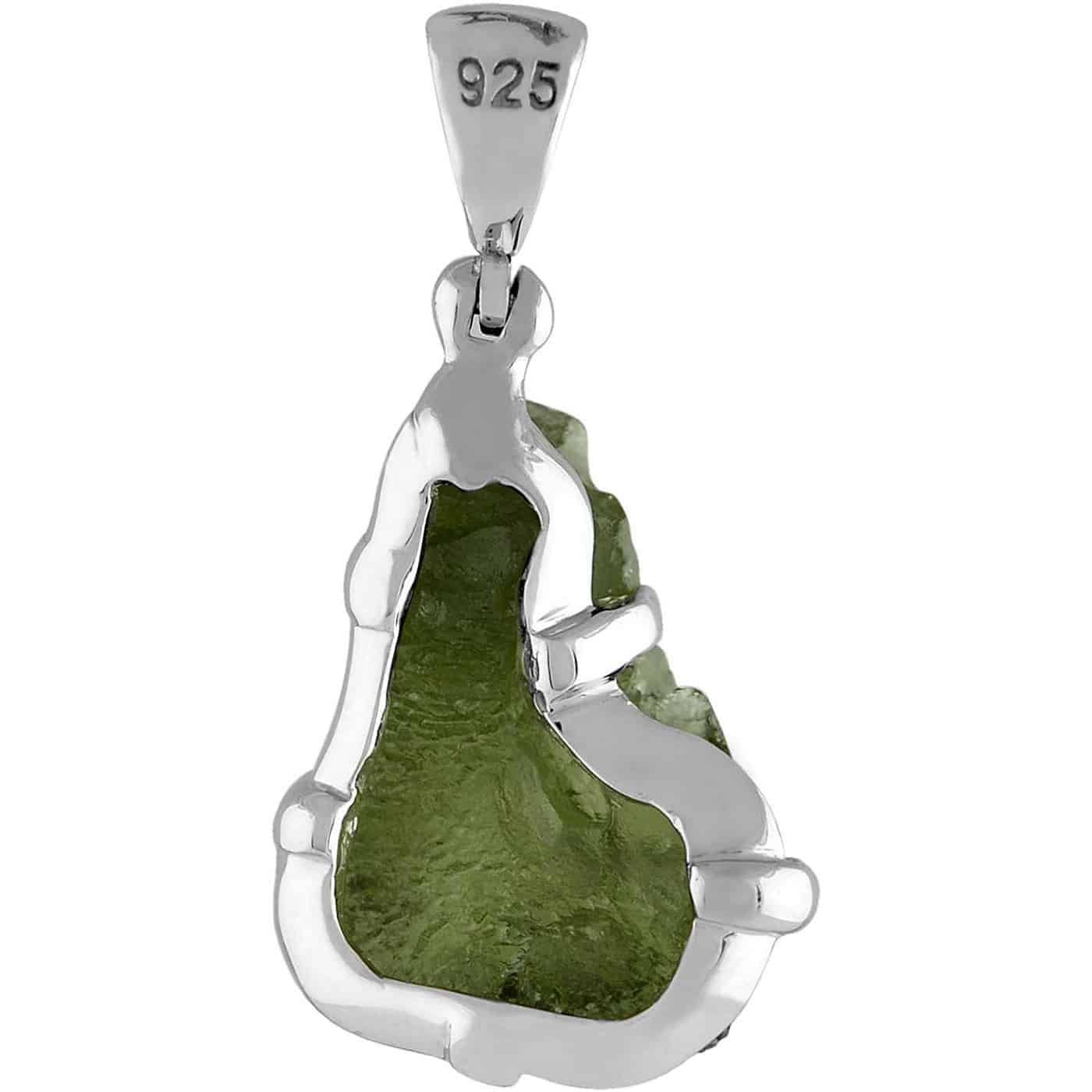 Starborn Natural Rough Moldavite Prong Set Pendant in Sterling Silver (12-15ct)