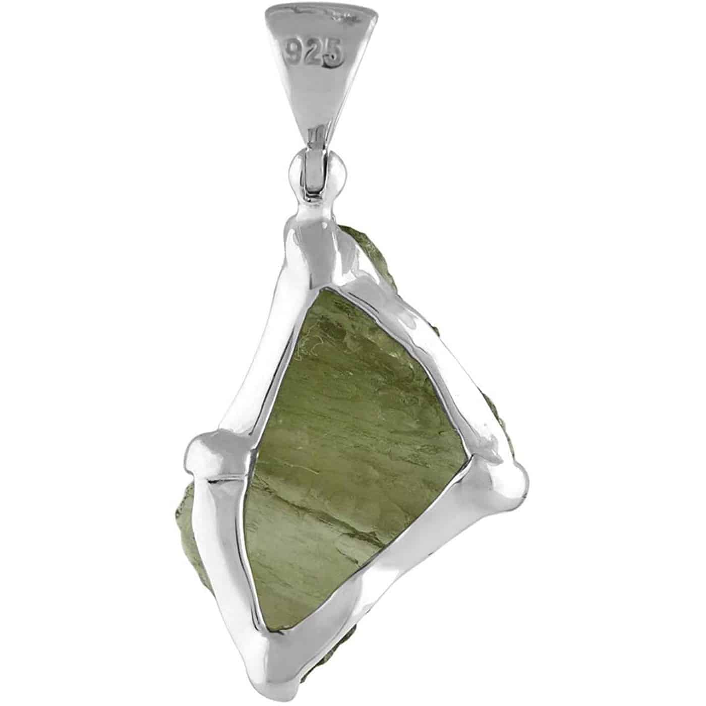 Starborn Natural Rough Moldavite Prong Set Pendant in Sterling Silver (12-15ct)