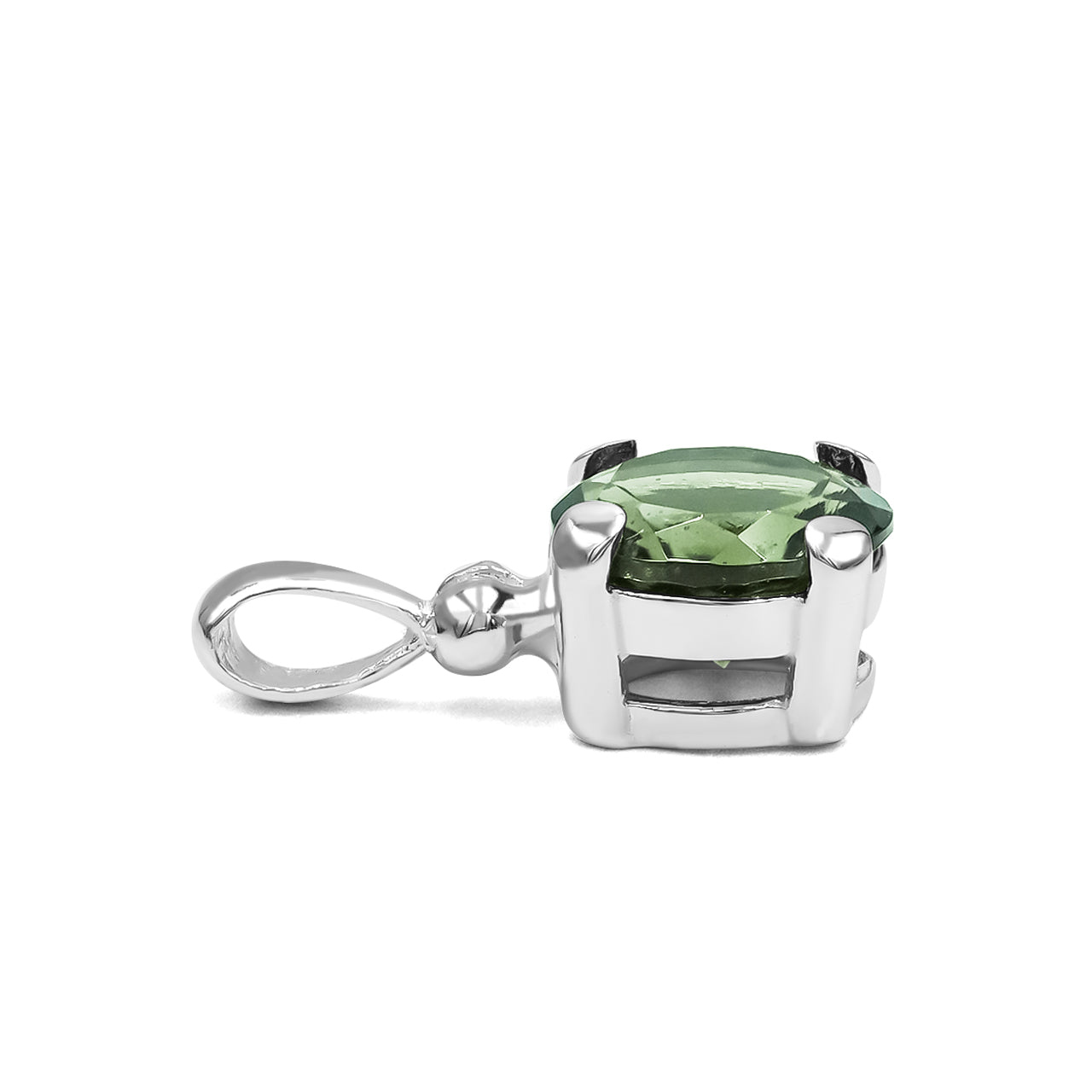 Starborn Faceted Round-Shaped Moldavite Pendant in Fine Sterling Silver