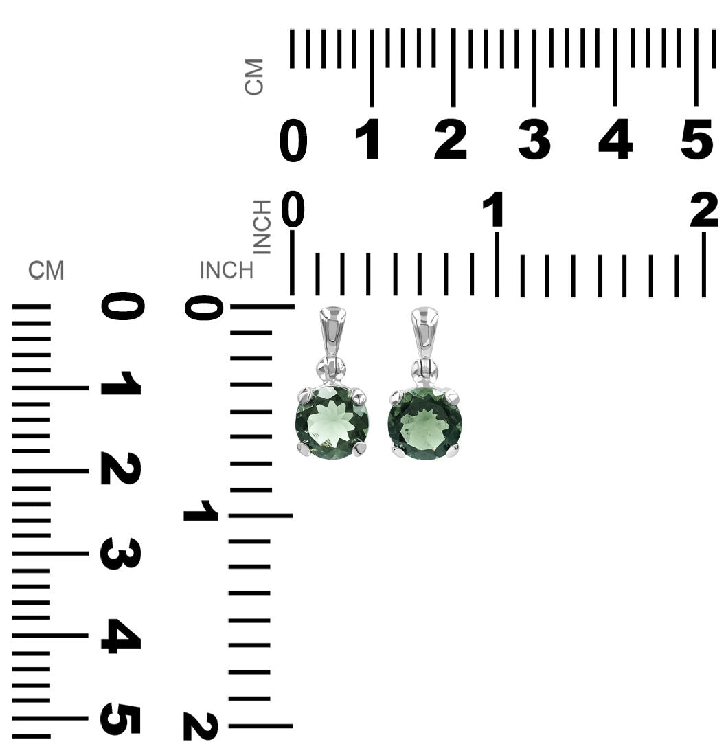 Starborn Faceted Round-Shaped Moldavite Pendant in Fine Sterling Silver