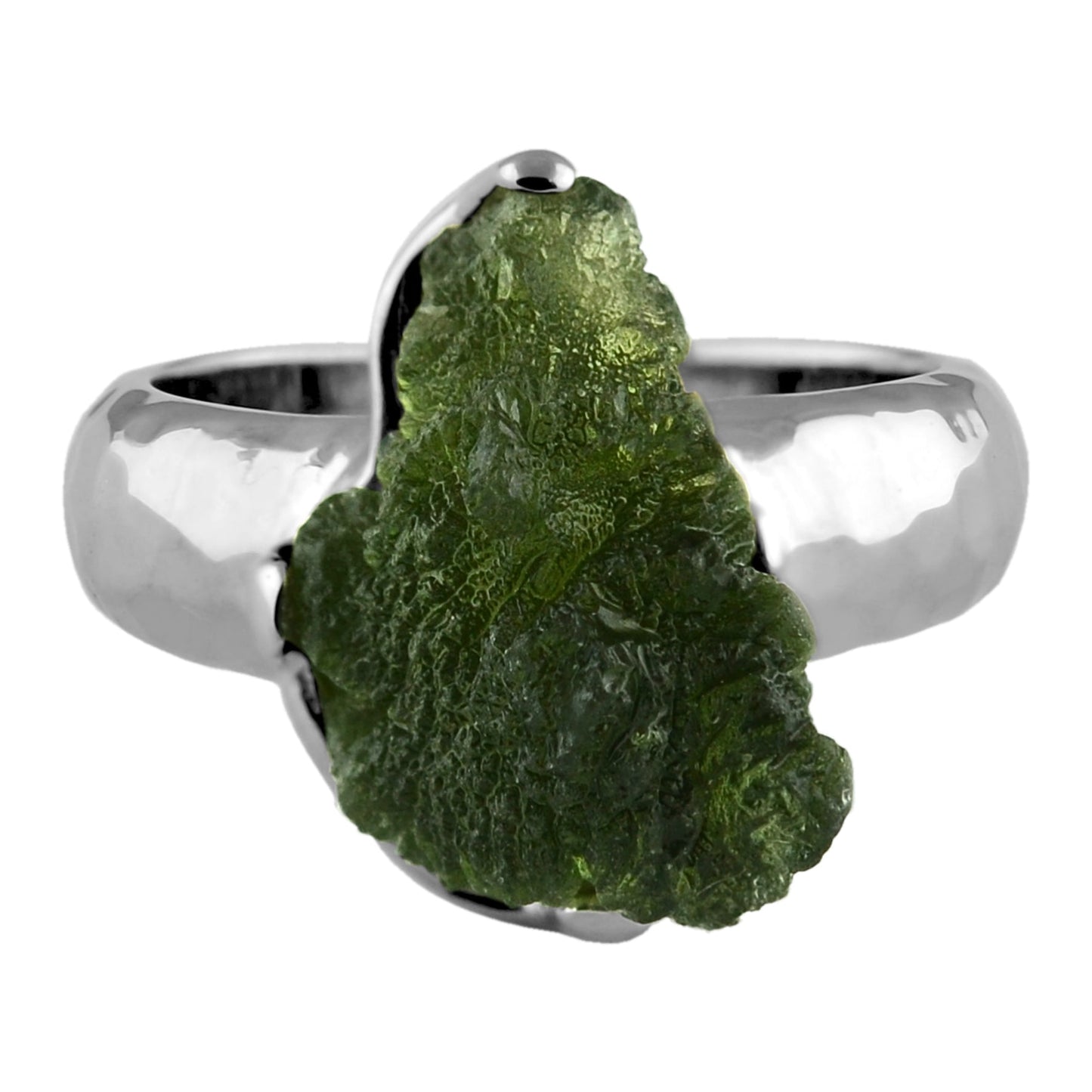 Starborn Genuine Moldavite Ring in Sterling Silver (10-15 ct)