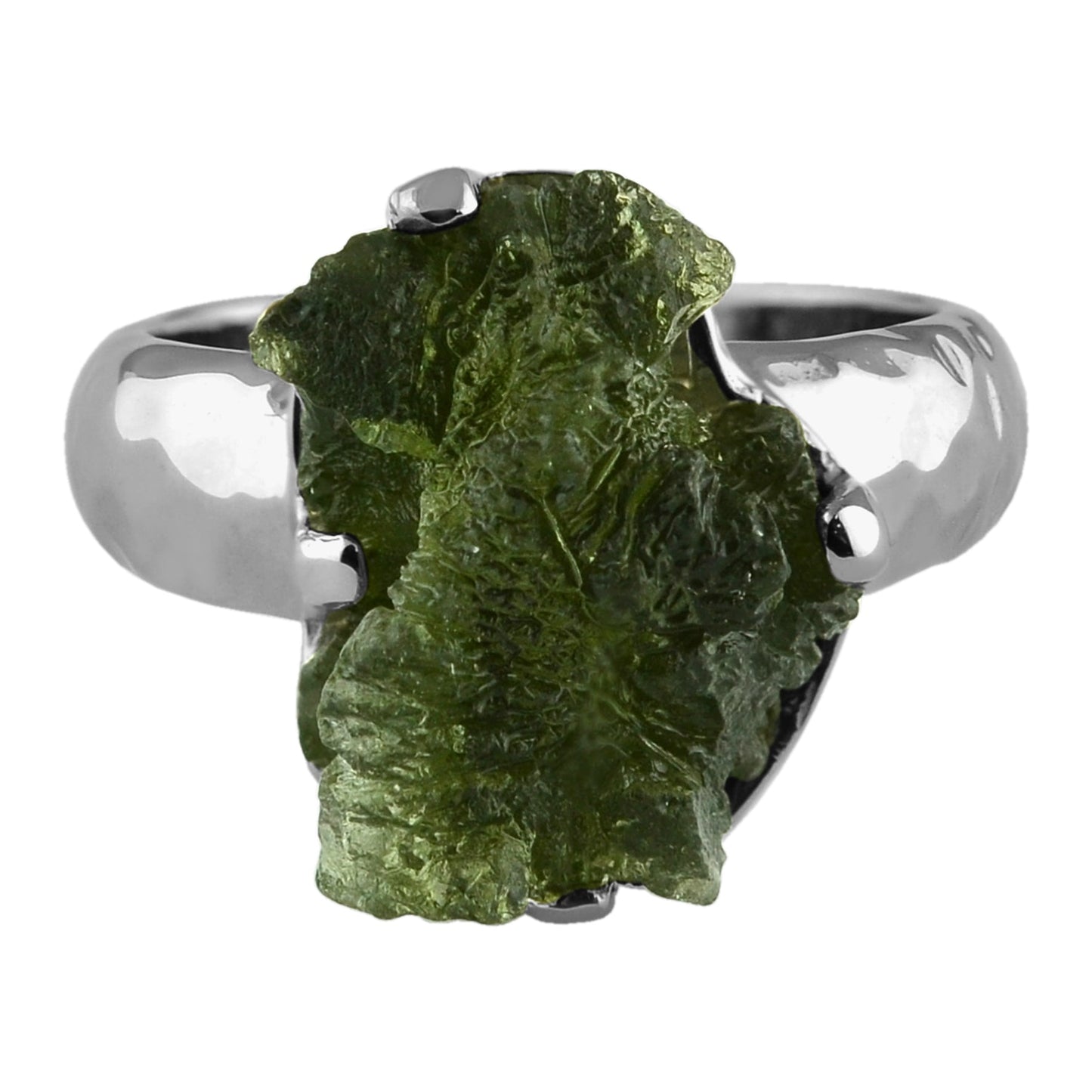 Starborn Genuine Moldavite Ring in Sterling Silver (10-15 ct)