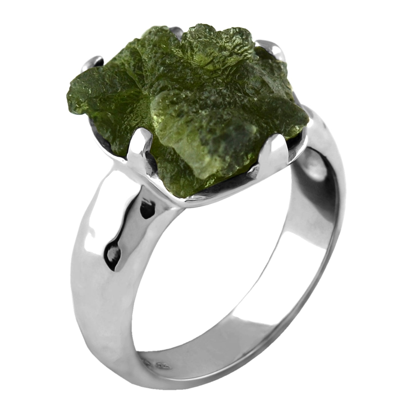 Starborn Genuine Moldavite Ring in Sterling Silver (10-15 ct)