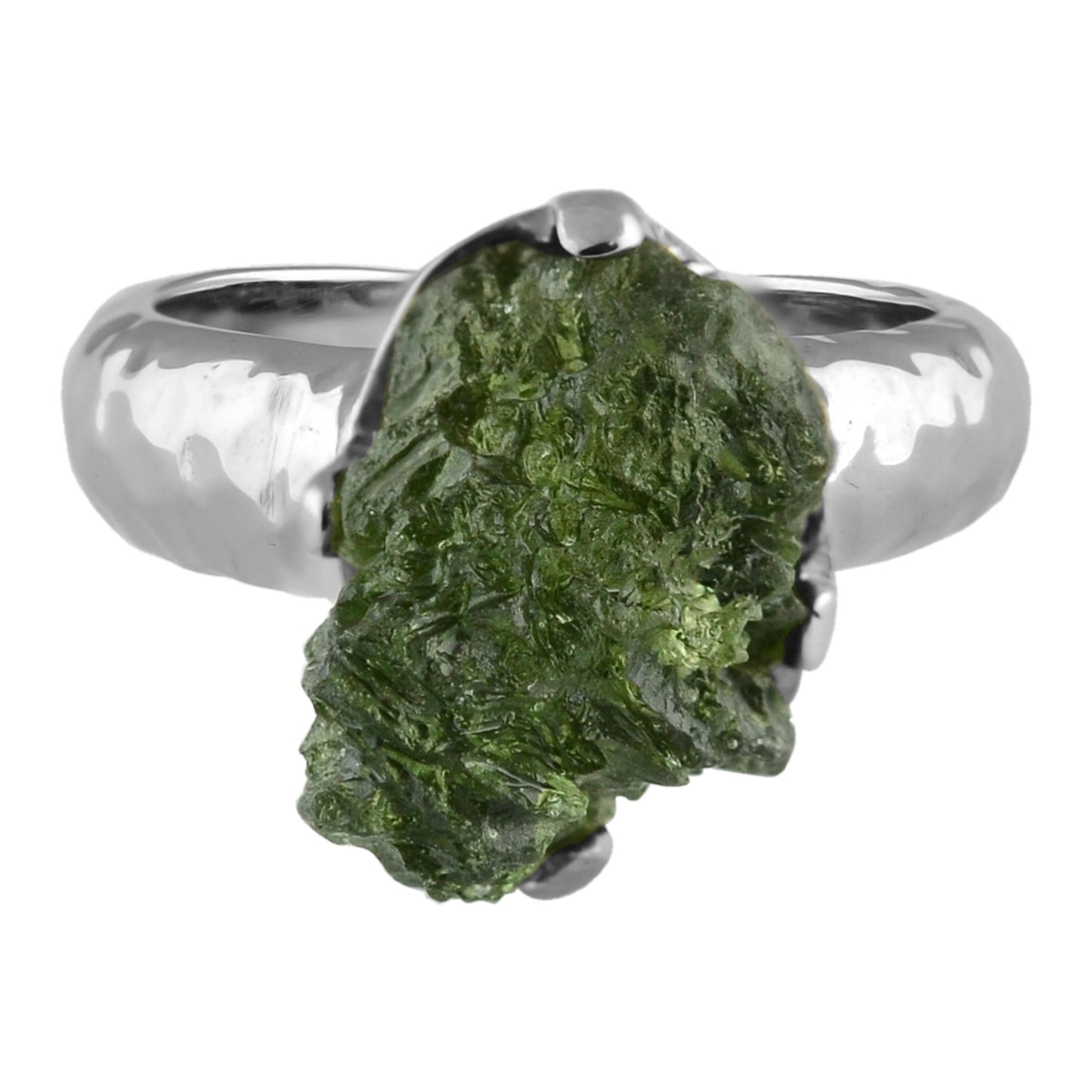 Starborn Genuine Moldavite Ring in Sterling Silver (10-15 ct)